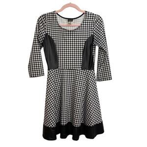 Joyce Leslie Black and White Houndstooth Fit and Flare Swing Dress